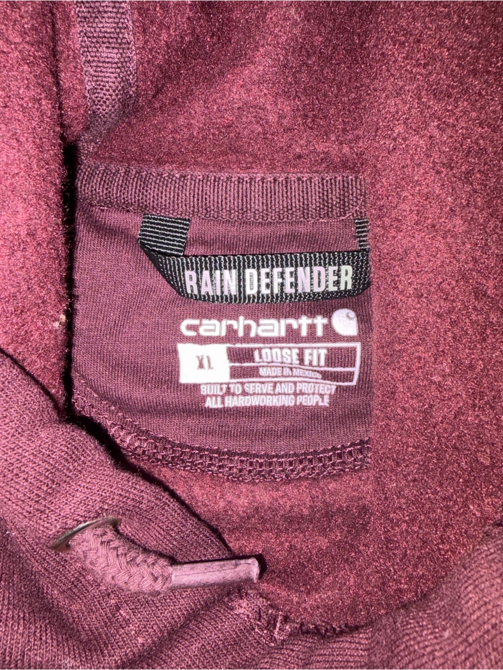 Carhartt Men's Burgundy Pullover Hoodie with Sleeve Logo - Picture 4 of 5
